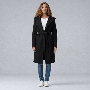 Loving Tree Black Tie Waist Coat with Hood, Size S, M, L NWT